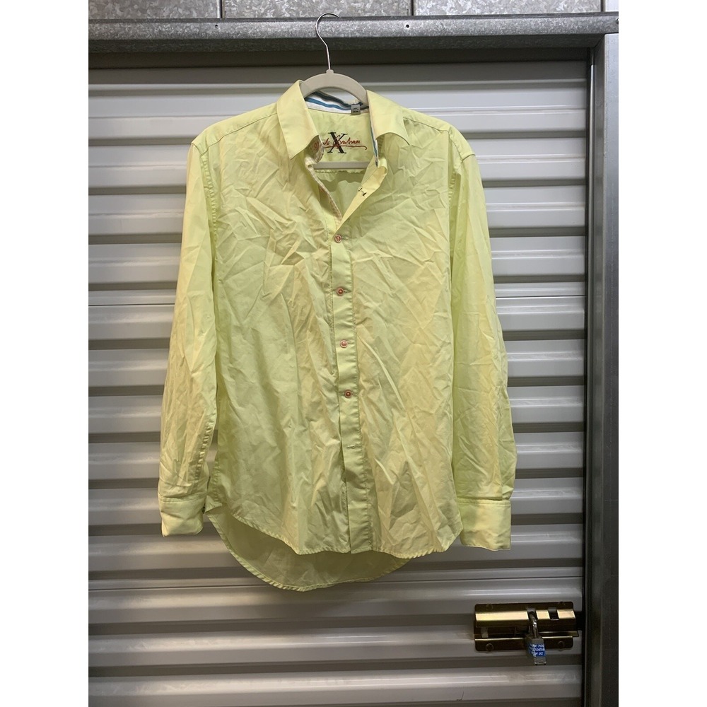 Robert Graham X Collection Mens LS Shirt Yellow Flip Cuff Medium